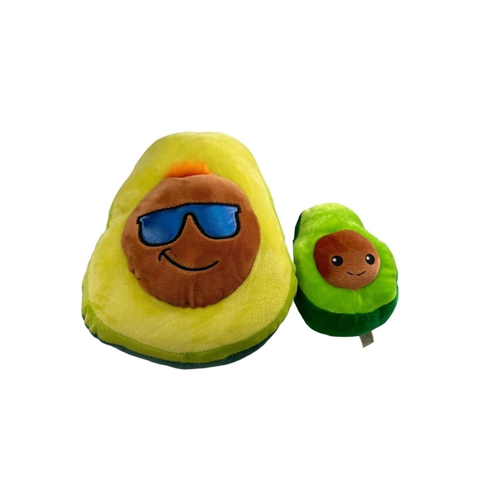 Set Of 2 Six Flags Good Stuff Avocado Plush Toys Sunglasses & Smiling Face Funky